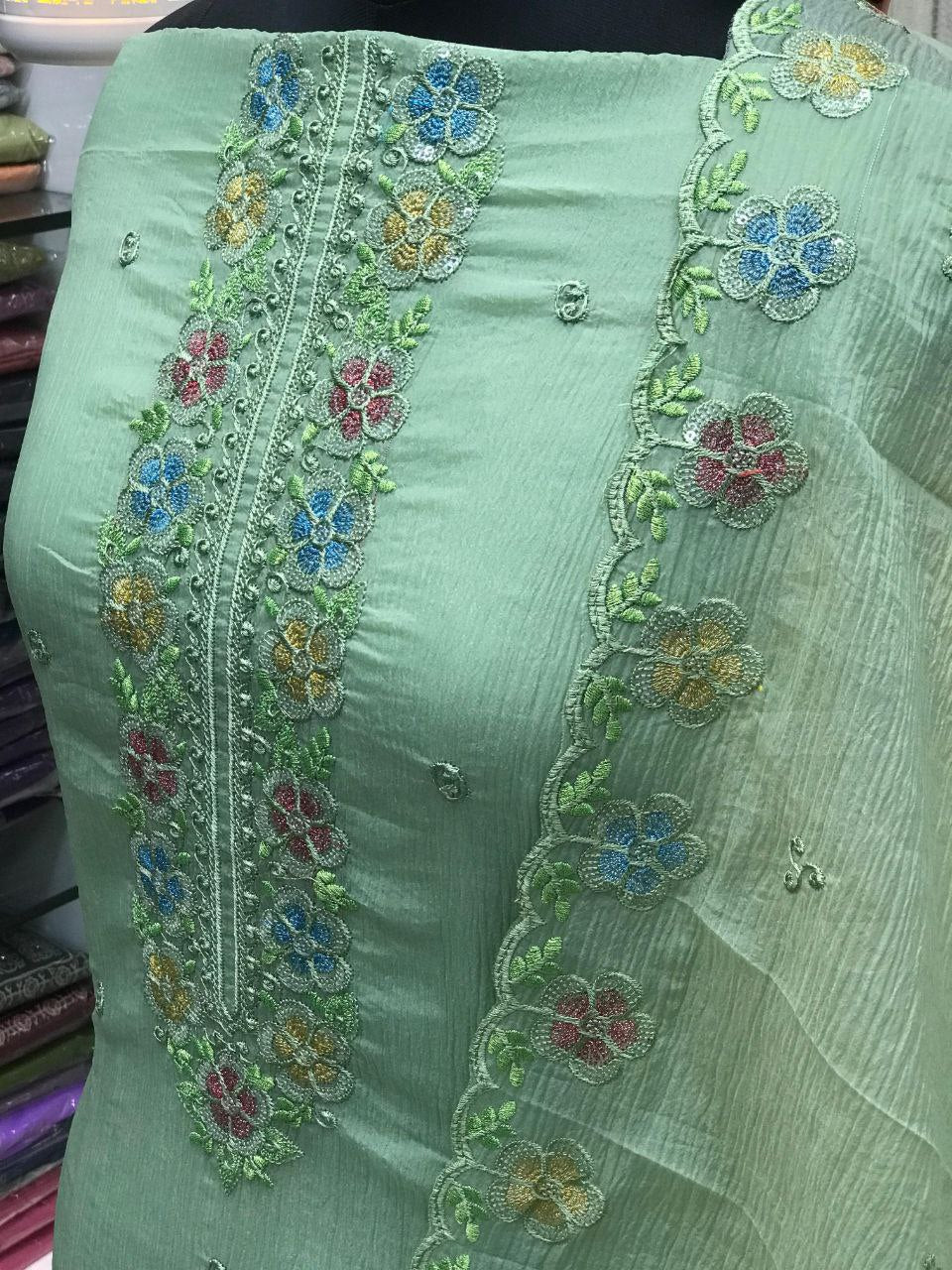 Premium multicolor Churidhar materials Traditional & Ceremonial Clothing