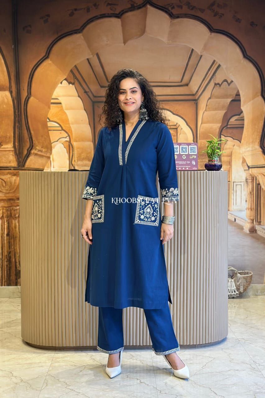 Premium blue Kurti pant set  Outfit Sets