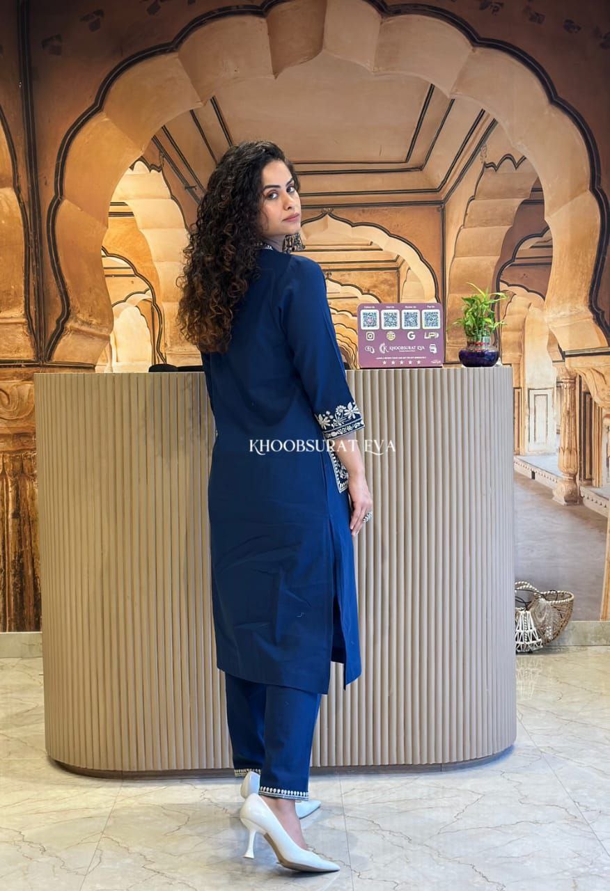 Premium blue Kurti pant set  Outfit Sets