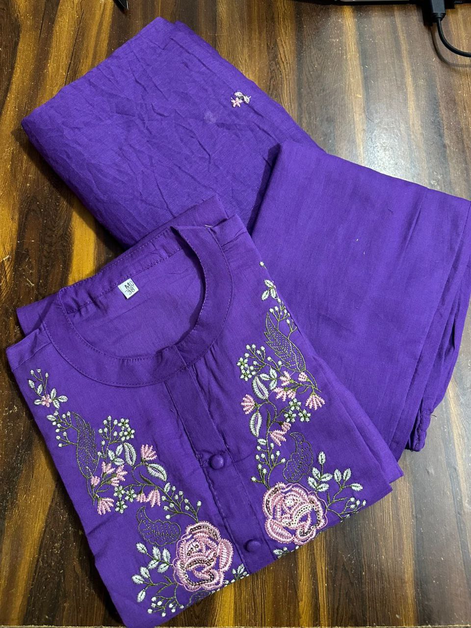 Premium purple floral Cotton kurta pant and dupatta  Traditional & Ceremonial Clothing