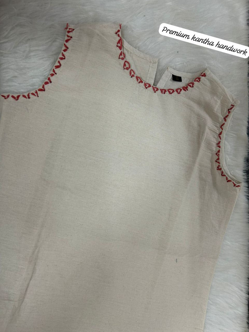 Premium white floral  beige Cotton kurta  Traditional & Ceremonial Clothing