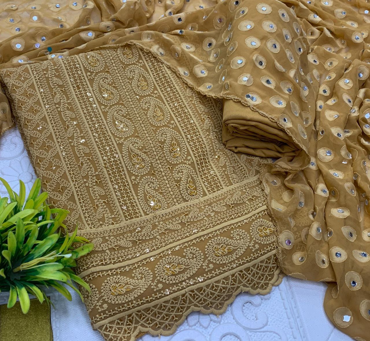 Premium gold Mirrorr work materials Traditional & Ceremonial Clothing