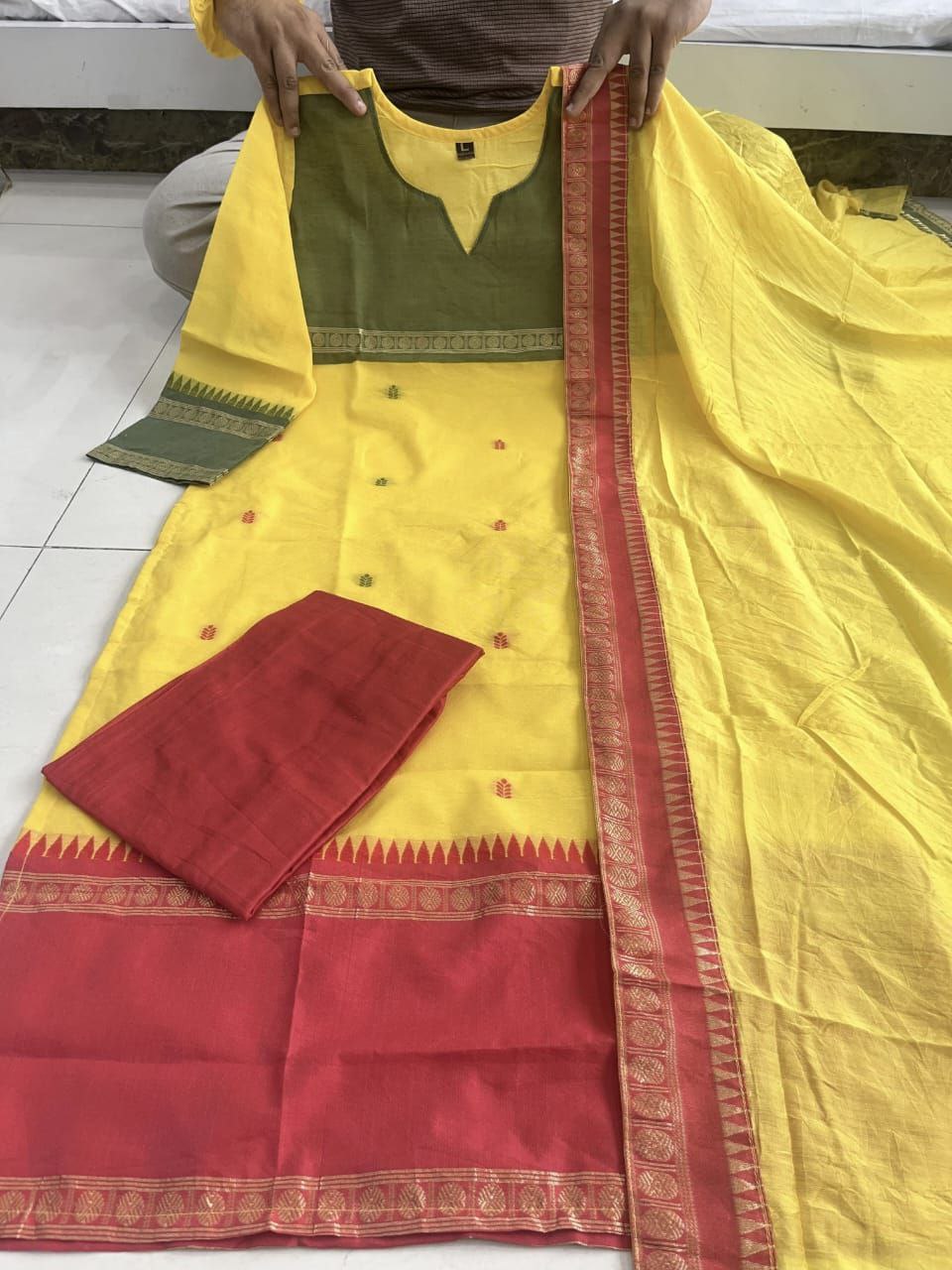 Premium yellow Kanchi cotton Traditional & Ceremonial Clothing