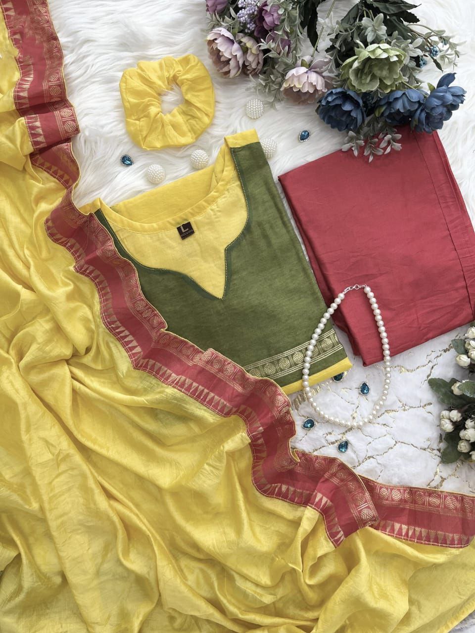 Premium yellow Kanchi cotton Traditional & Ceremonial Clothing