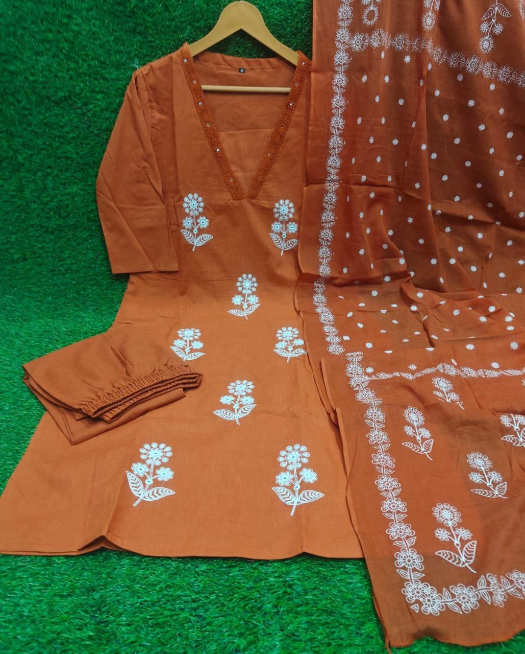 Premium floral Cotton kurti pant dupatta Traditional & Ceremonial Clothing