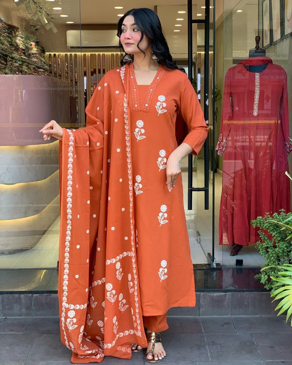 Premium floral Cotton kurti pant dupatta Traditional & Ceremonial Clothing