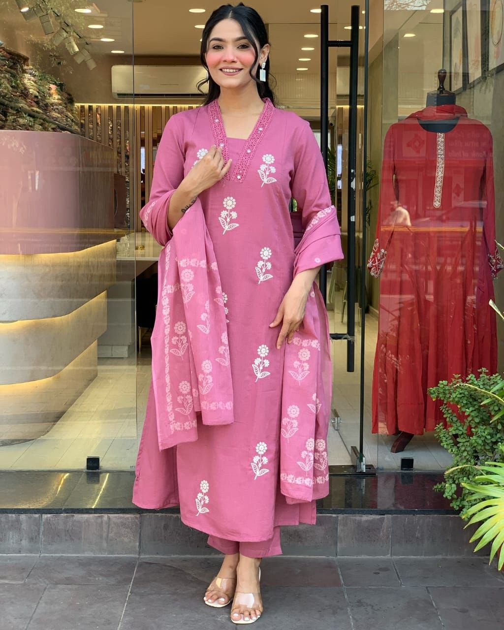 Premium floral Cotton kurti pant dupatta Traditional & Ceremonial Clothing