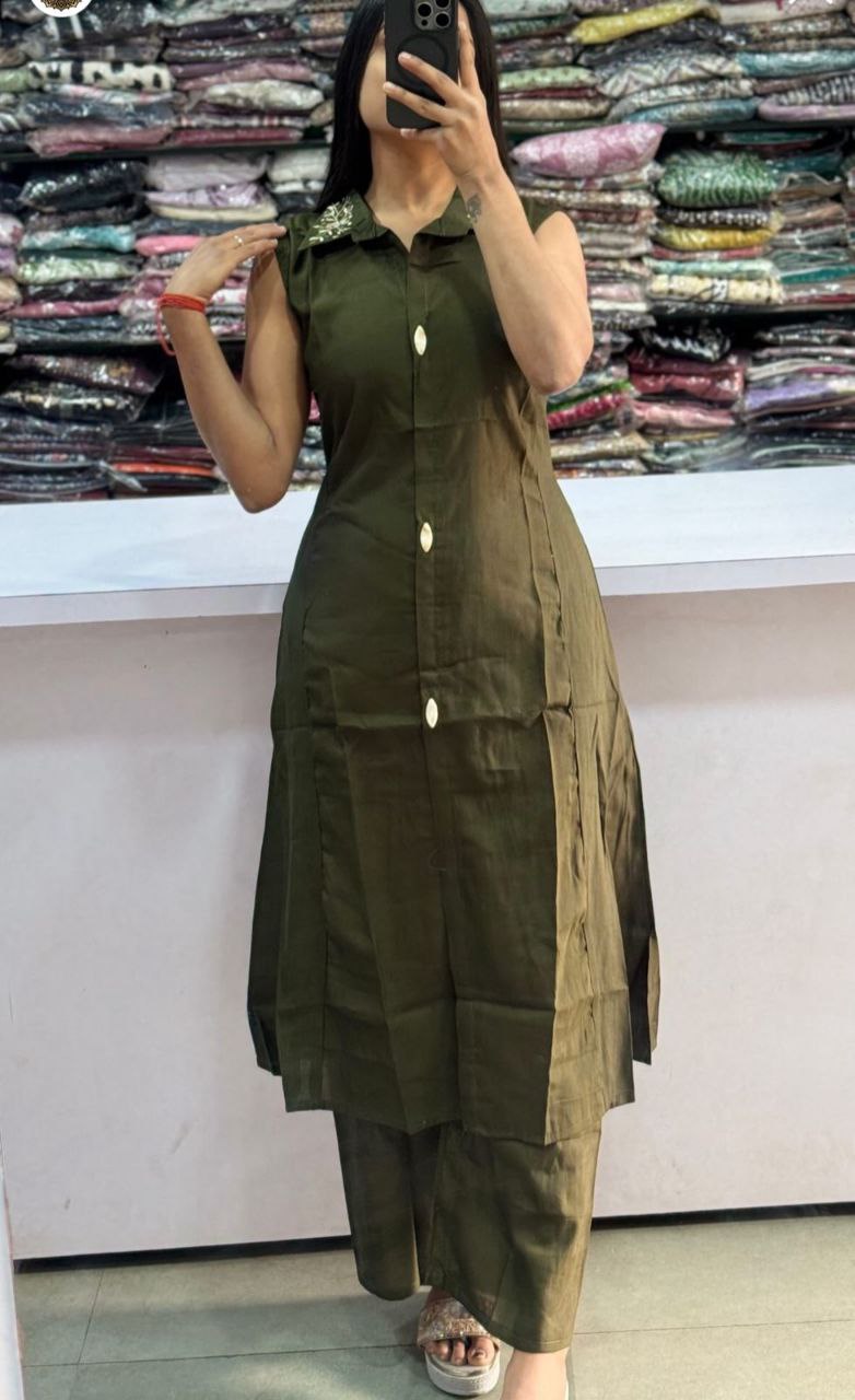 Premium Cotton kurta with palazzo  Outfit Sets