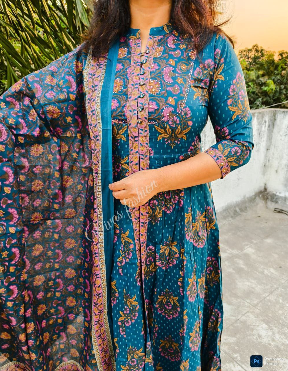 Premium floral Kalamkari set Traditional & Ceremonial Clothing