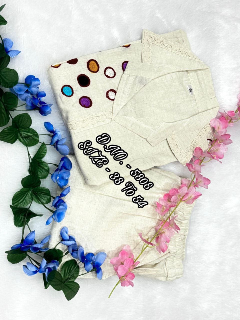 Premium beige Embroidery cord set  Outfit Sets