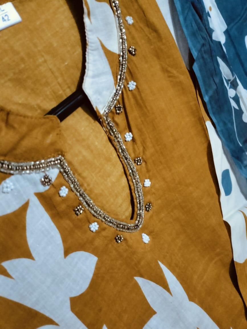 Premium brown floral Kurta set