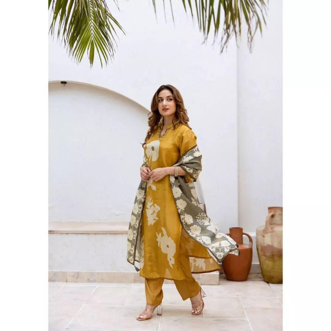 Premium brown floral Kurta set